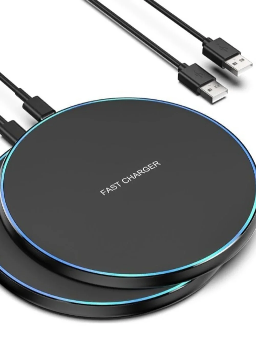 Ultra Slim Wireless Charger Pad | 15W Fast Charging Station Black 2 Pack